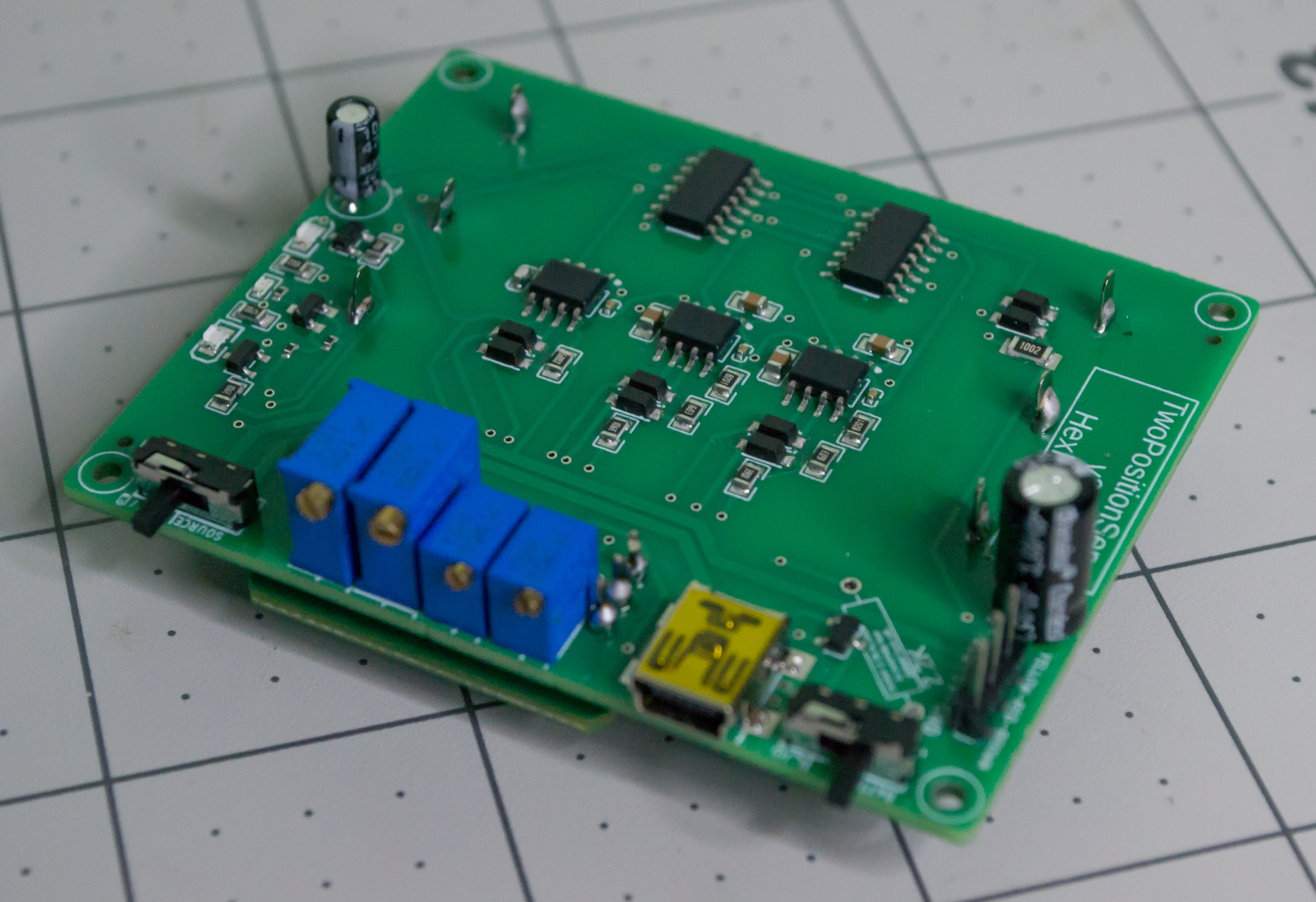 Topside of assembled TwoPositionServo PCBA.
