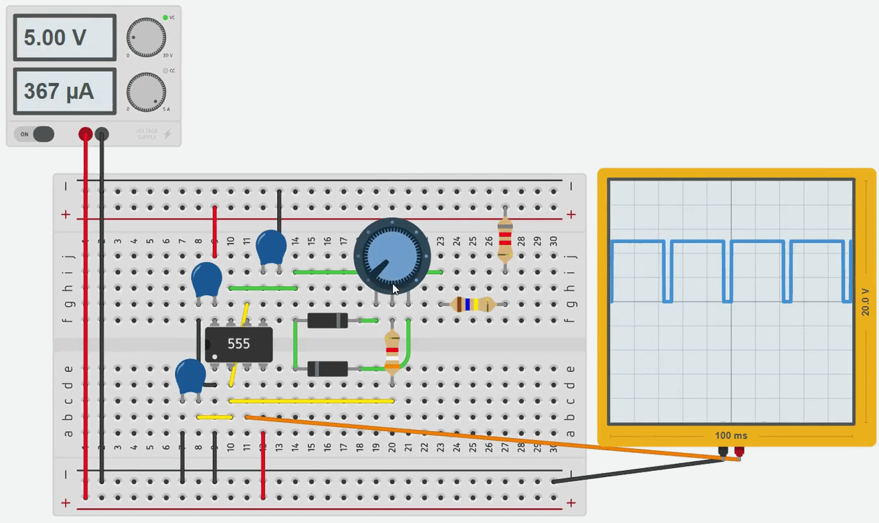 Animation showing the potentiometer being adjusted while the PWM waveform changes.