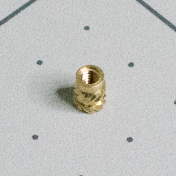 Brass heat-set threaded insert for VintageScale.